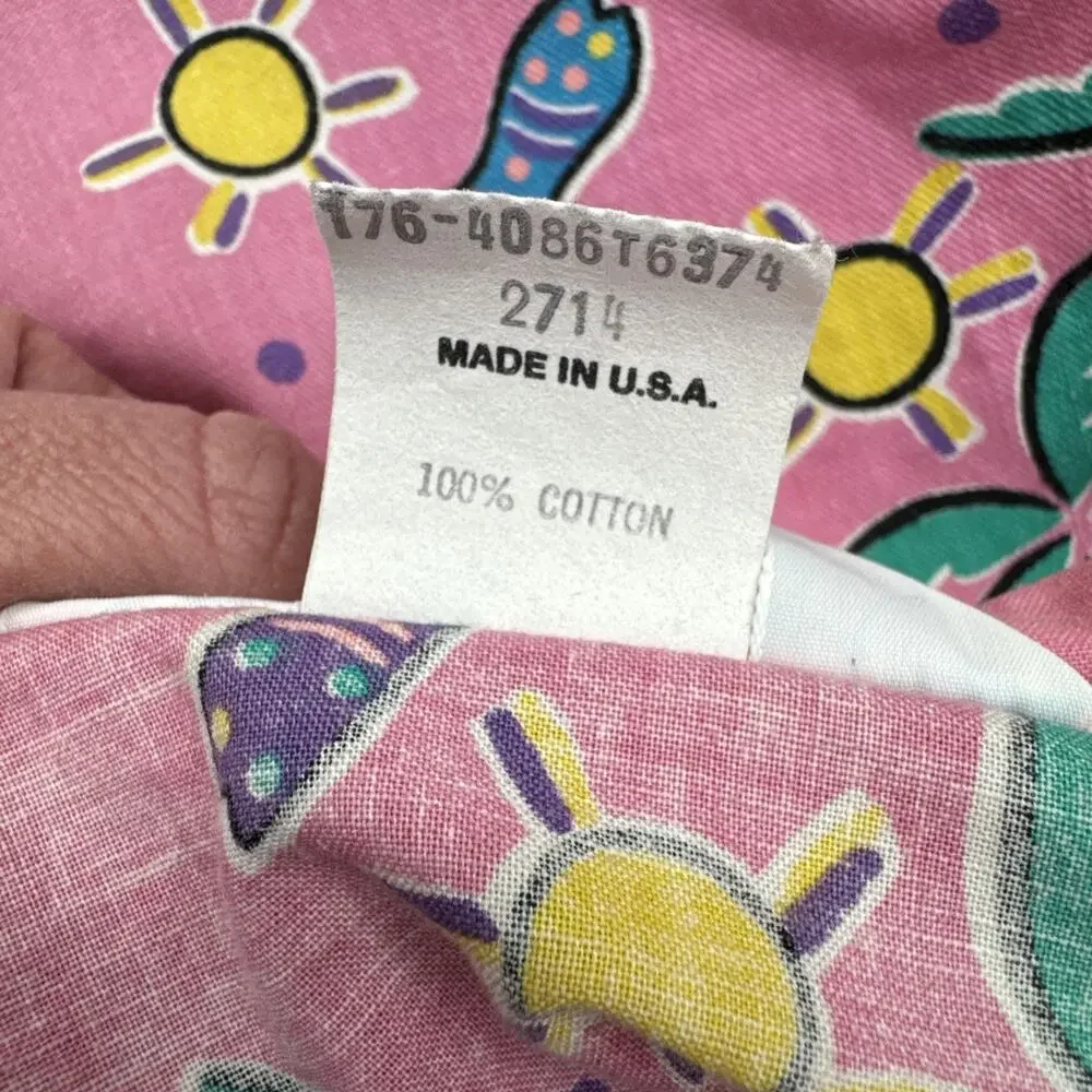 Rare 80’s Vintage Oshkosh B Gosh Pink Tropical Overalls Set Sz 12/14 Tapered Leg